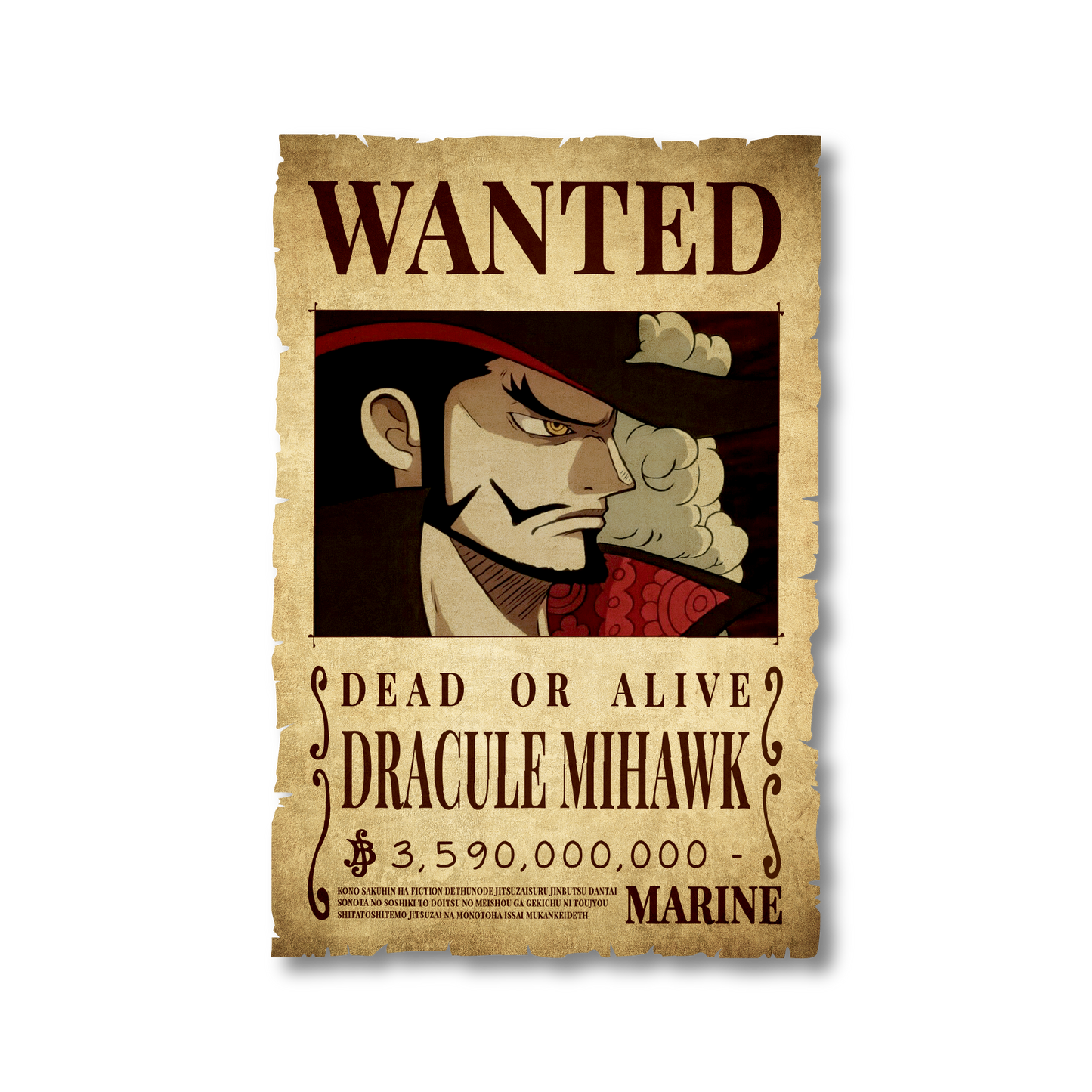 One Piece - Dracule Mihawk Wanted Poster