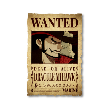 One Piece - Dracule Mihawk Wanted Poster