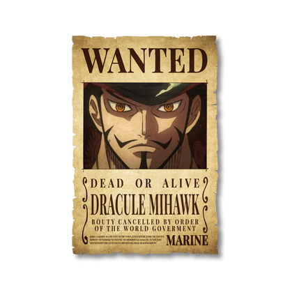 One Piece - Dracule Mihawk Wanted Poster